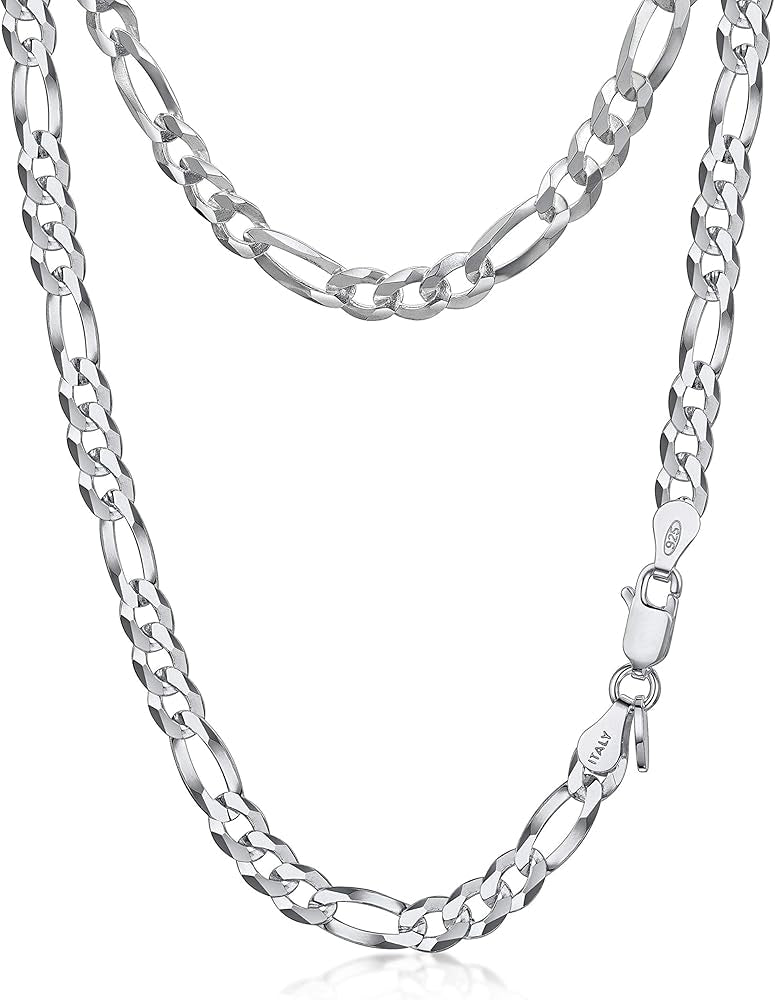 925 Sterling Silver Super Flat Figaro Chain