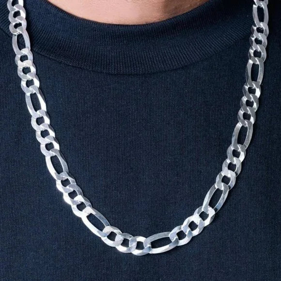 925 Sterling Silver Super Flat Figaro Chain