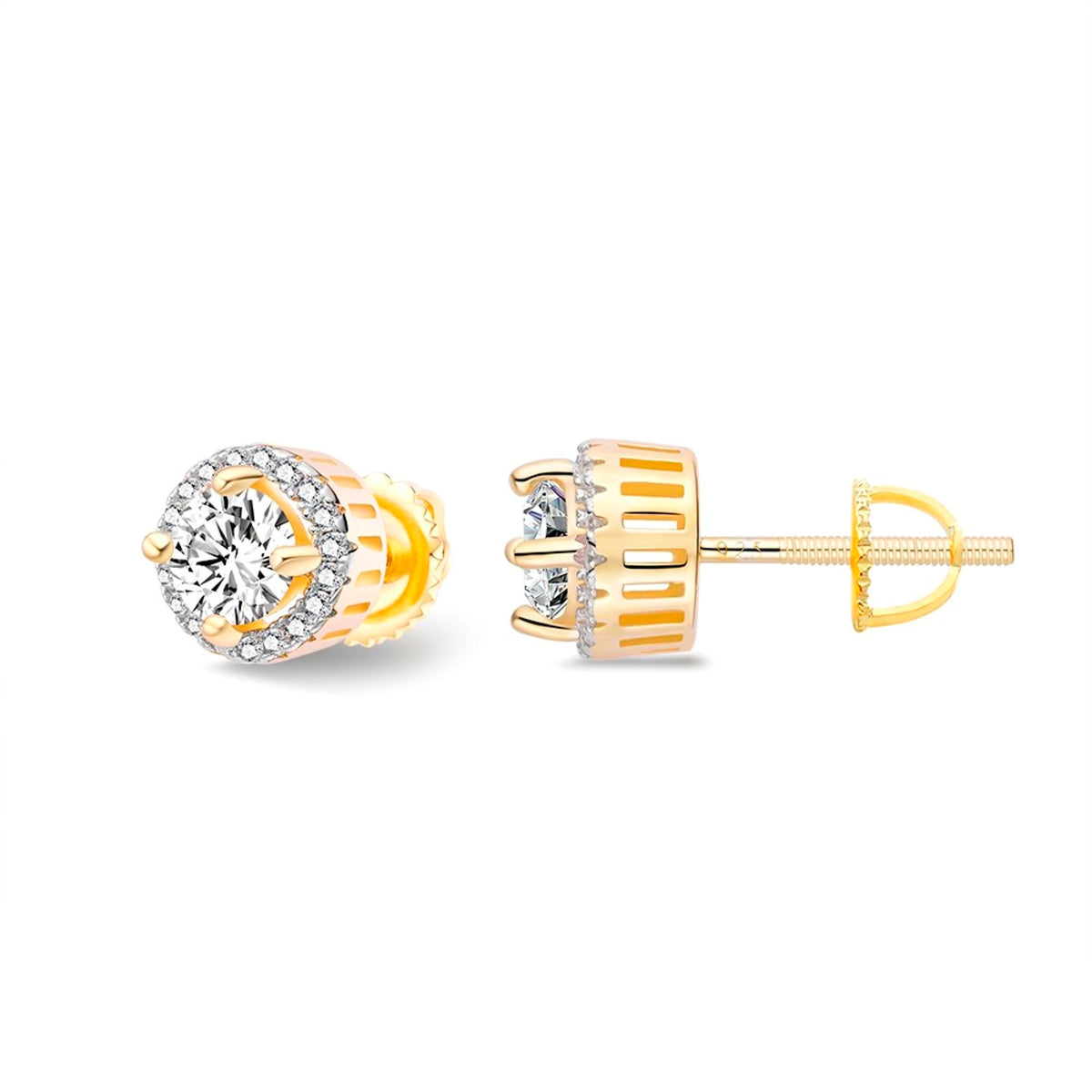 Sterling Silver Round Moissanite Designer Stud Earrings