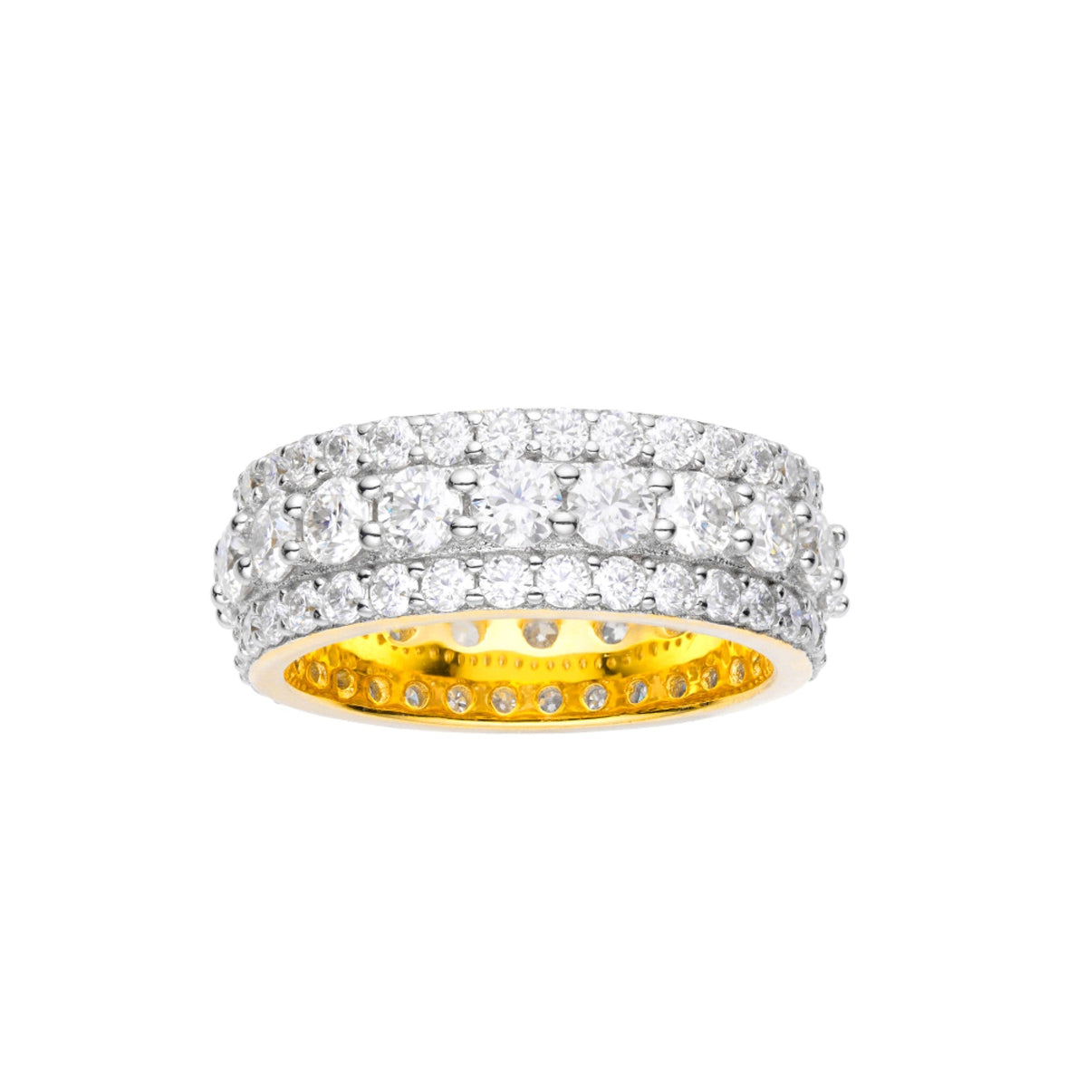 Sterling Silver Round Moissanite Designer Gold Plated