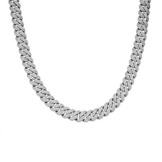 10 MM Sterling Silver Moissanite Cuban Chain