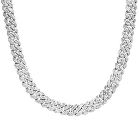 8 MM Sterling Silver Moissanite Cuban Chain