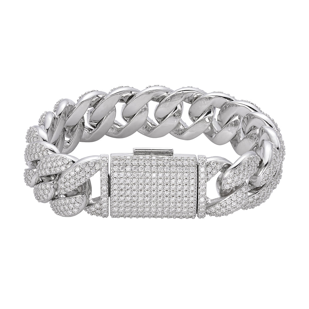 20 MM Sterling Silver Moissanite Miami Cuban Bracelet