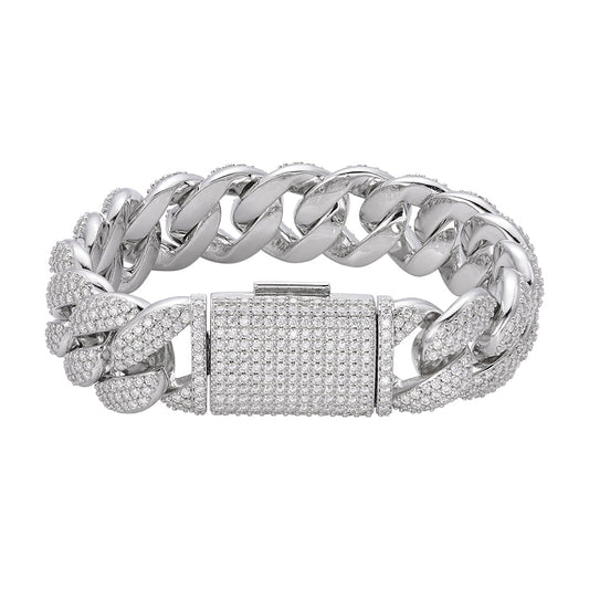 20 MM Sterling Silver Moissanite Miami Cuban Bracelet