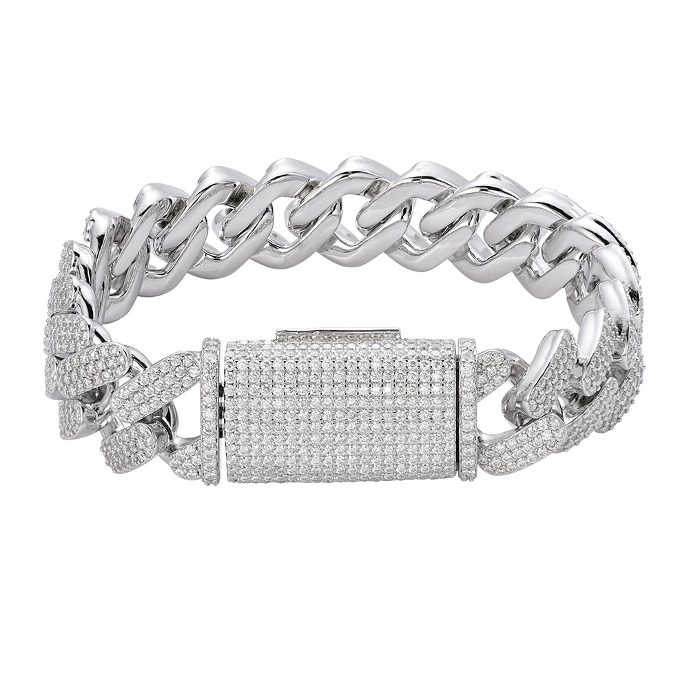 18MM Sterling Silver Moissanite Miami Cuban Bracelet