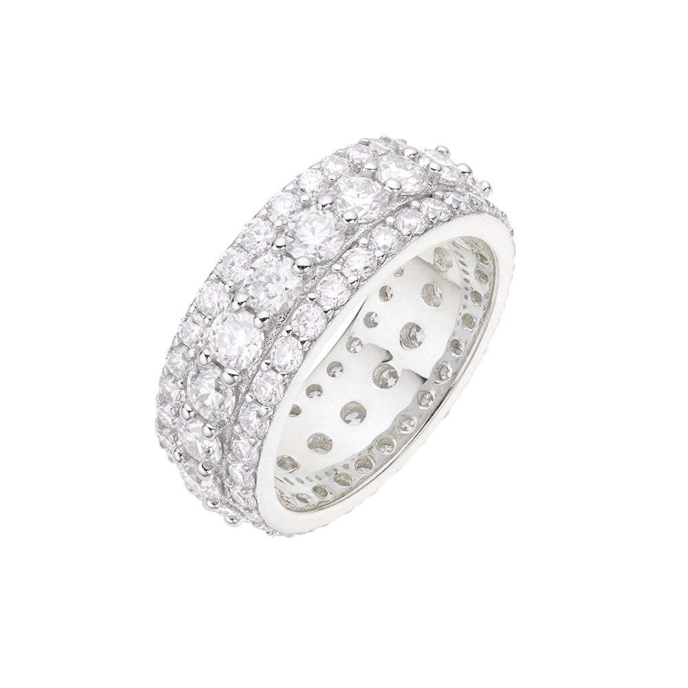 Sterling Silver Round Moissanite Designer