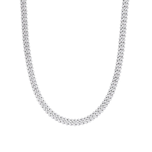 6 MM Sterling Silver Round Moissanite Cuban Necklace