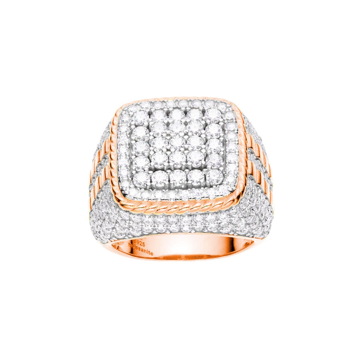 Sterling Silver Round Moissanite Designer Rose Gold & Silver