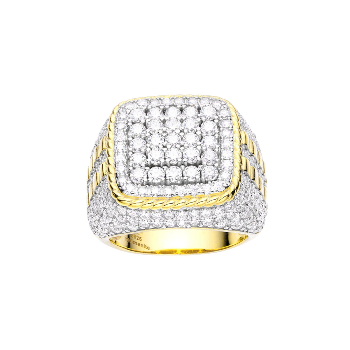 Sterling Silver Round Moissanite Designer Gold Plated