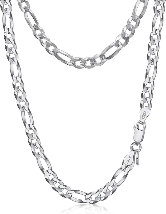 925 Sterling Silver Super Flat Figaro Chain