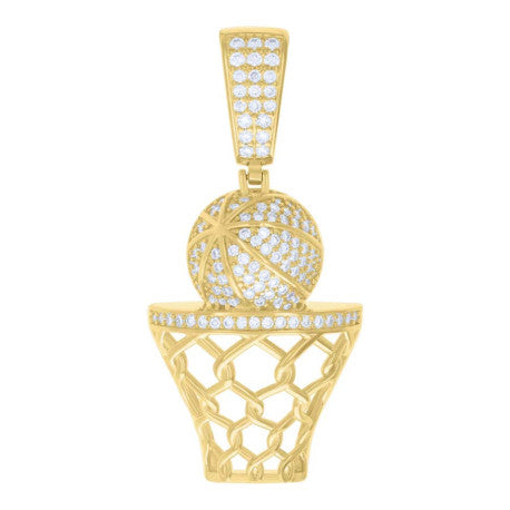 Moissanite & Gold Plated Basketball Pendant