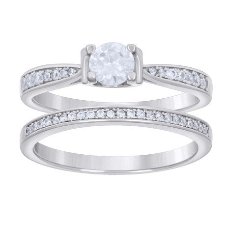 Anillo Doble de Matrinonio con Zirconias