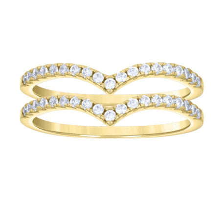 “V” con Zirconias con Baño en Oro 14kt