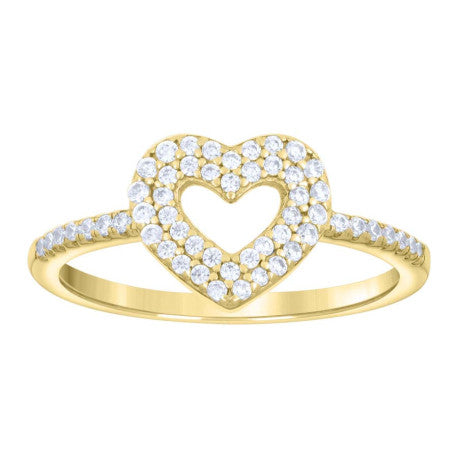 Hollow Heart de Zirconias con Baño en Oro de 14k